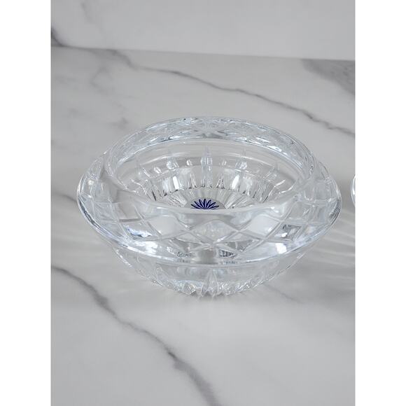 Princess House Candle Holder 4 1/2" Highlights Clear Lead Crystal Reversible x2 - Picture 3 of 15